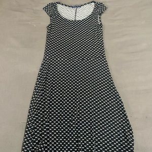 Bow Print Dress Blue Sand